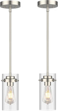 EAPUDUN Pendant Light (2 Packs), Kitchen Ceiling Hanging Light, Adjustable Height, Kitchen Light Fixtures Brushed Nickel Pendant Lights, Farmhouse Pendant Lighting for Sink Island, Home Décor Lighting
