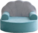 Snuggly Toddler Chair Soft Kids Sofa Cozy Kids Chairs Comfy for Toddlers 1-3, Plush Child Seat with Carry Handle Green Shell