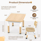 HLPB Kids Table and 4 Chairs Set, Adjustable Height, Graffiti Desktop, Non-Slip Legs, 31.5''L x 23.6''W Toddler Multi-Activity Table for Ages 2-8, Max 300lbs, for Daycare, Classroom, Home