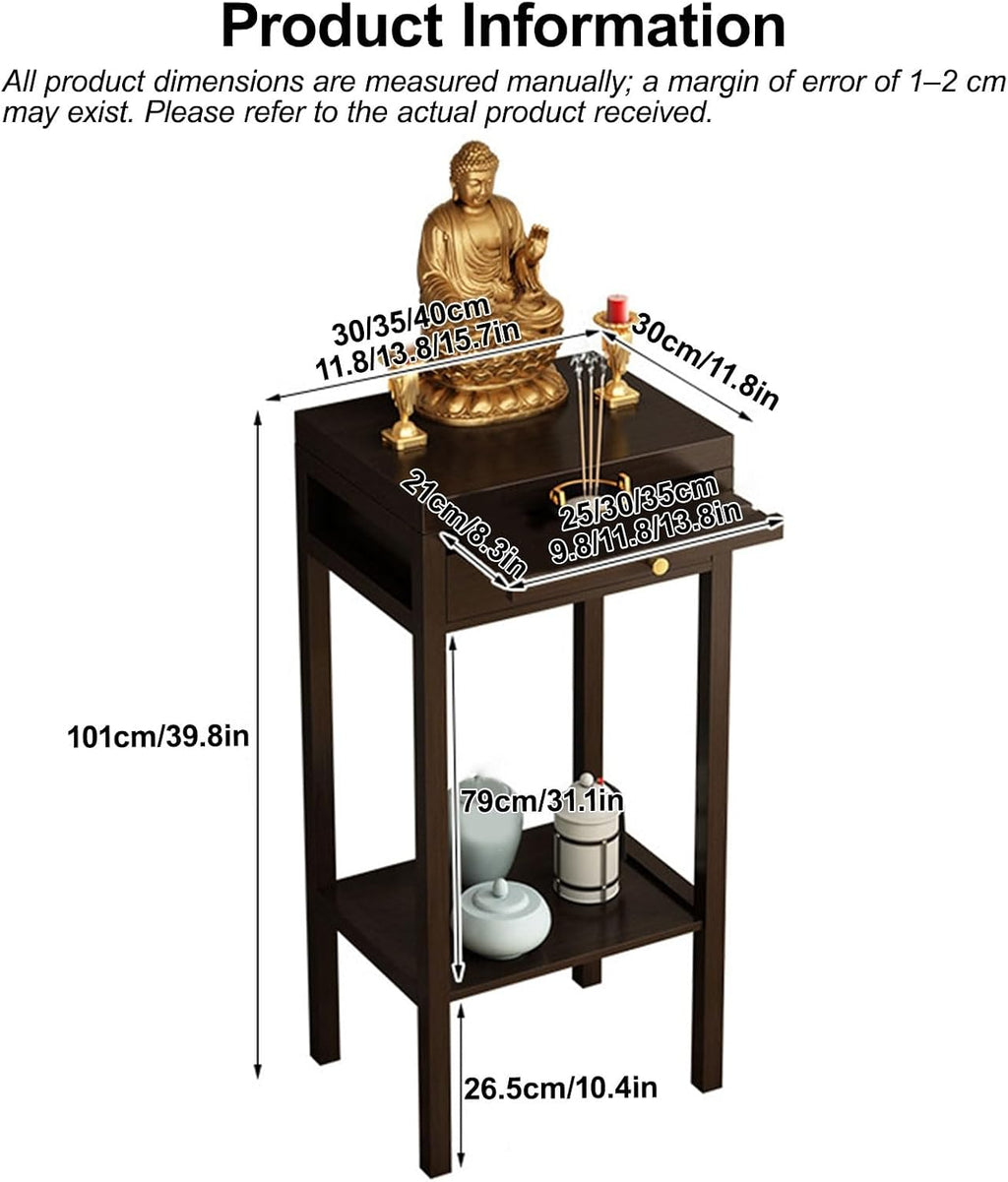 Wooden Meditation Altar Table, Design for Home Use, Tiered Display Shelves, Chinese-Style Cabinet Altar, for Home Shrines Ancestral Halls Temples(30cm/11.8in)
