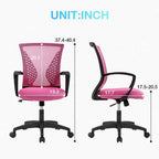 Ergonomic Office Chair Desk Computer Mesh Executive Task Rolling Gaming Swivel Modern Adjustable with Mid Back Lumbar Support Armrest for Home Women Men,Pink