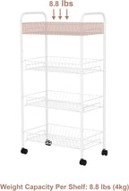 4-Tier Heavy-Duty Rolling Metal Laundry Sorter Cart with Lockable Wheels, White Multi-Bin Divided Storage Organizer for Bedroom, Bathroom & Closet Clothes Sorting