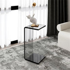 Side Table,C Shaped End Table, Acrylic Sofa Side Table, Bedside Table for Bedroom Small Simple Modern Coffee Table Suitable for Living Room (Smoke Gray)