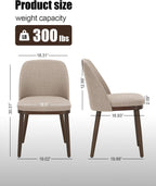 Upholstered Dining Chairs Set of 4 - Modern Dining Room Chairs, Mid-Back Restaurant Kitchen Chairs with Wooden Legs, Camel