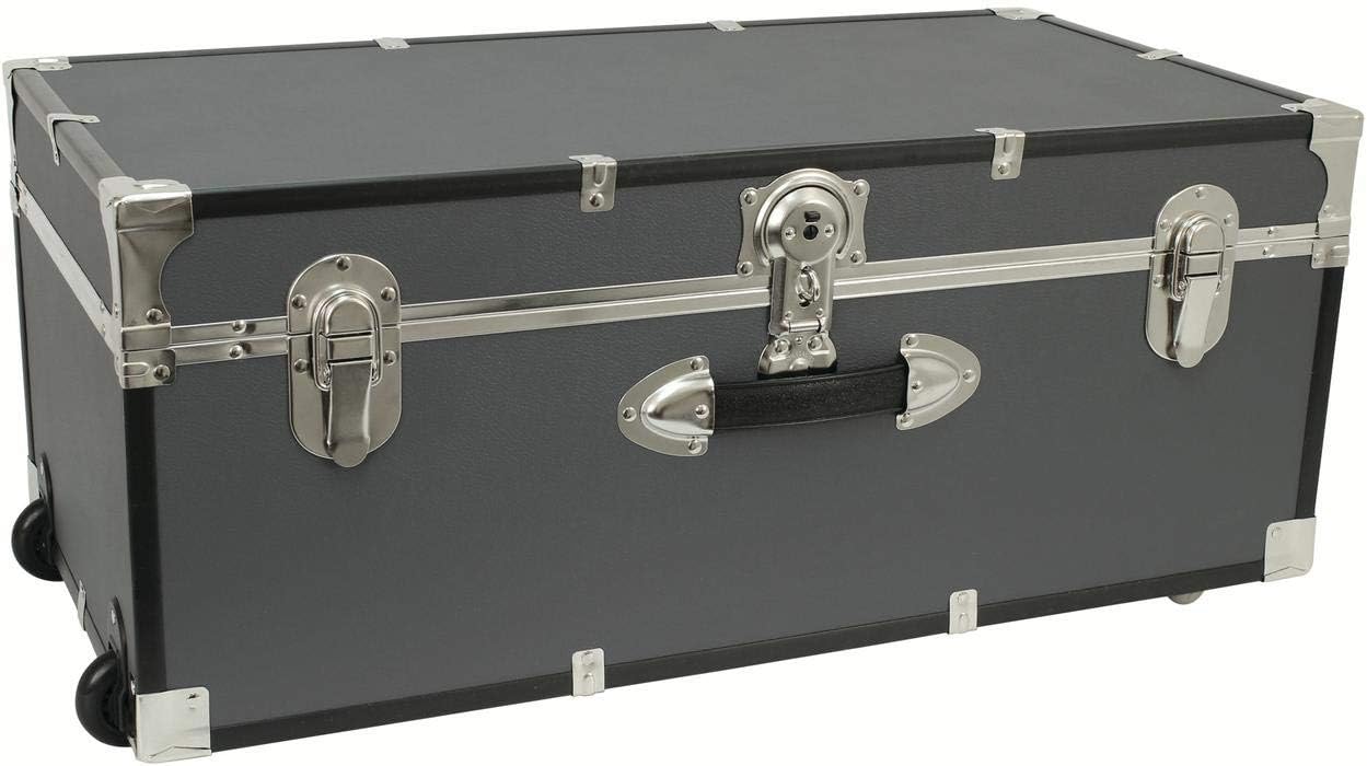Seward Trunk 30-inch Footlocker Trunk with Wheels, Gray