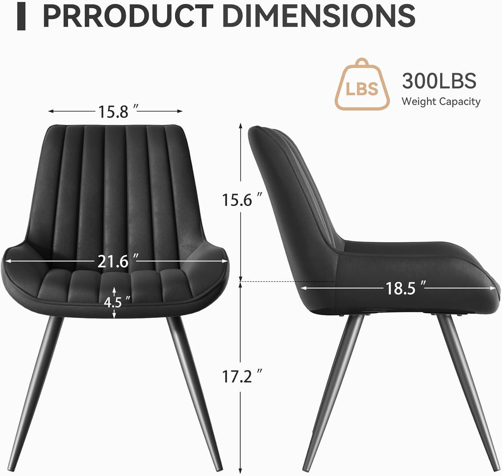 Nebuaegis Modern Dining Chairs Set of 6,Upholstered Dining Room Chairs with Thick Cushions,Fabric Comfy Dining Chairs with Metal Legs for Dining Room Black