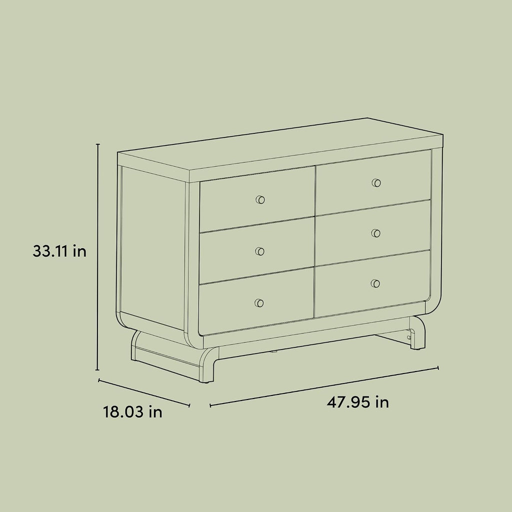 Storkcraft Santorini 6 Drawer Double Dresser, Driftwood | GREENGUARD Gold Certified, Interlocking Drawer System, Premium Wood Dresser Drawer Organizer for Nursery and Kids Bedroom