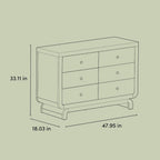 Storkcraft Santorini 6 Drawer Double Dresser, Driftwood | GREENGUARD Gold Certified, Interlocking Drawer System, Premium Wood Dresser Drawer Organizer for Nursery and Kids Bedroom