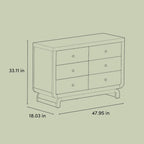 Storkcraft Santorini 6 Drawer Double Dresser, Driftwood | GREENGUARD Gold Certified, Interlocking Drawer System, Premium Wood Dresser Drawer Organizer for Nursery and Kids Bedroom