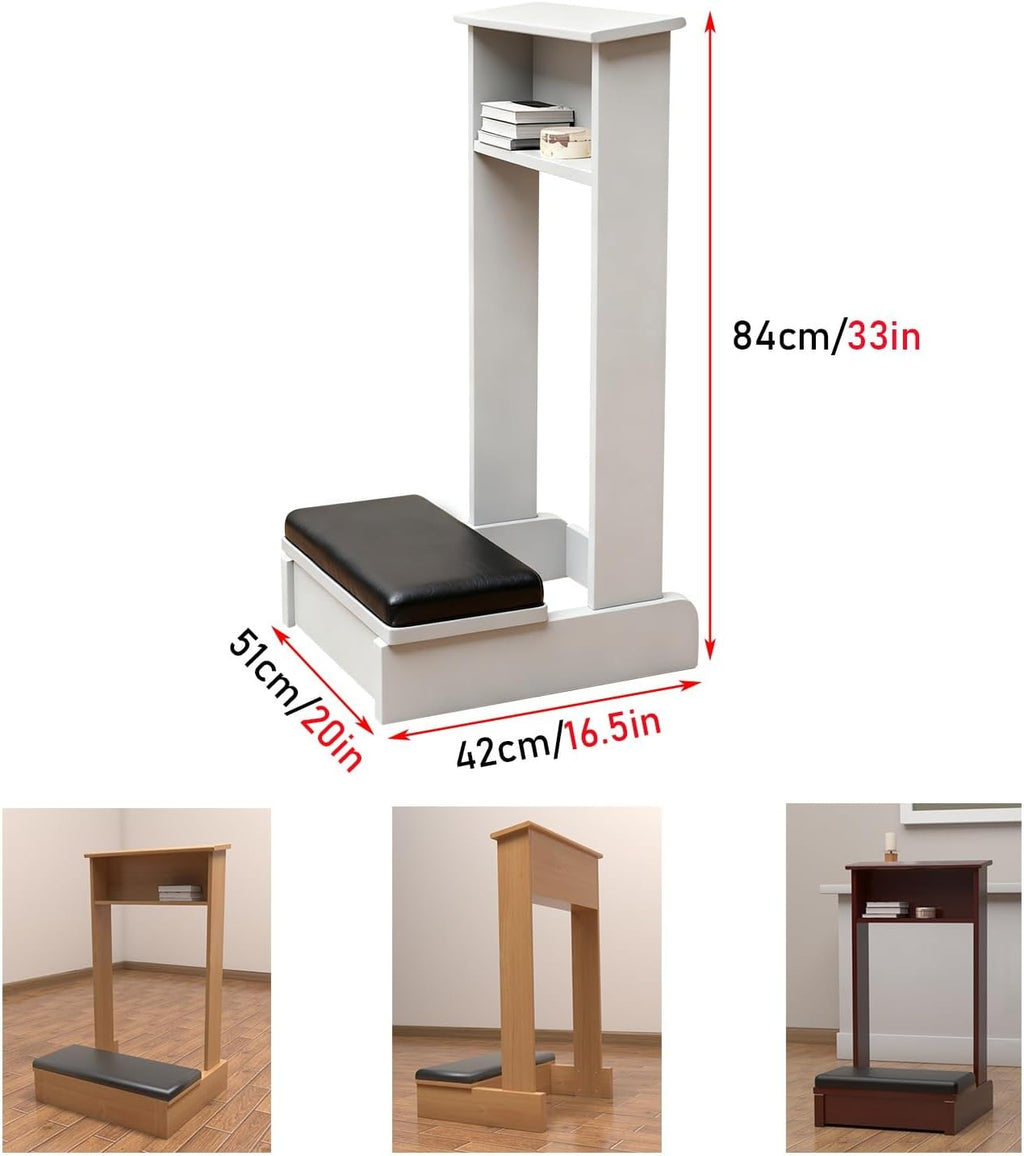 Prayer Bench for Kneeler Prayer Church Kneeling Stand Stool Prayer Table at Home Kneeling Chair 20x16.5x33 in Meditation Stool Church Table with Shelf and Kneeling Cushions(White)