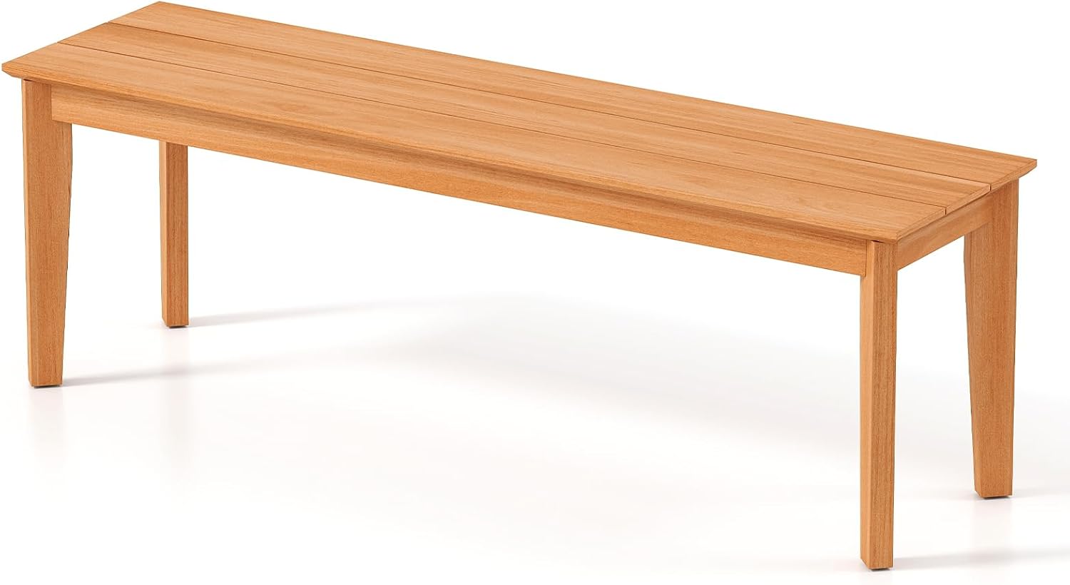 Tangkula 55" Teak Wood Outdoor Bench, 3-Person Backless Patio Dining Bench with 880 LBS Weight Capacity, Outdoor Patio Bench Seat for Garden, Front Porch and Backyard