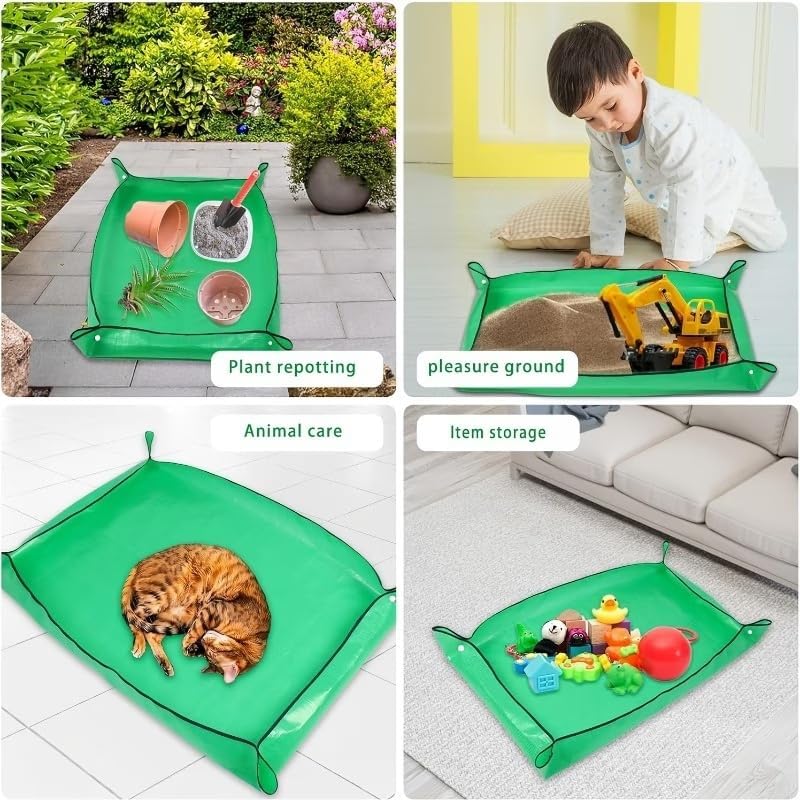 PE Plant Regeneration Mat Waterproof Portable Transplanting Mat with Snap Corners for Indoor Succulent Potting, Garden Use, 50 * 50cm