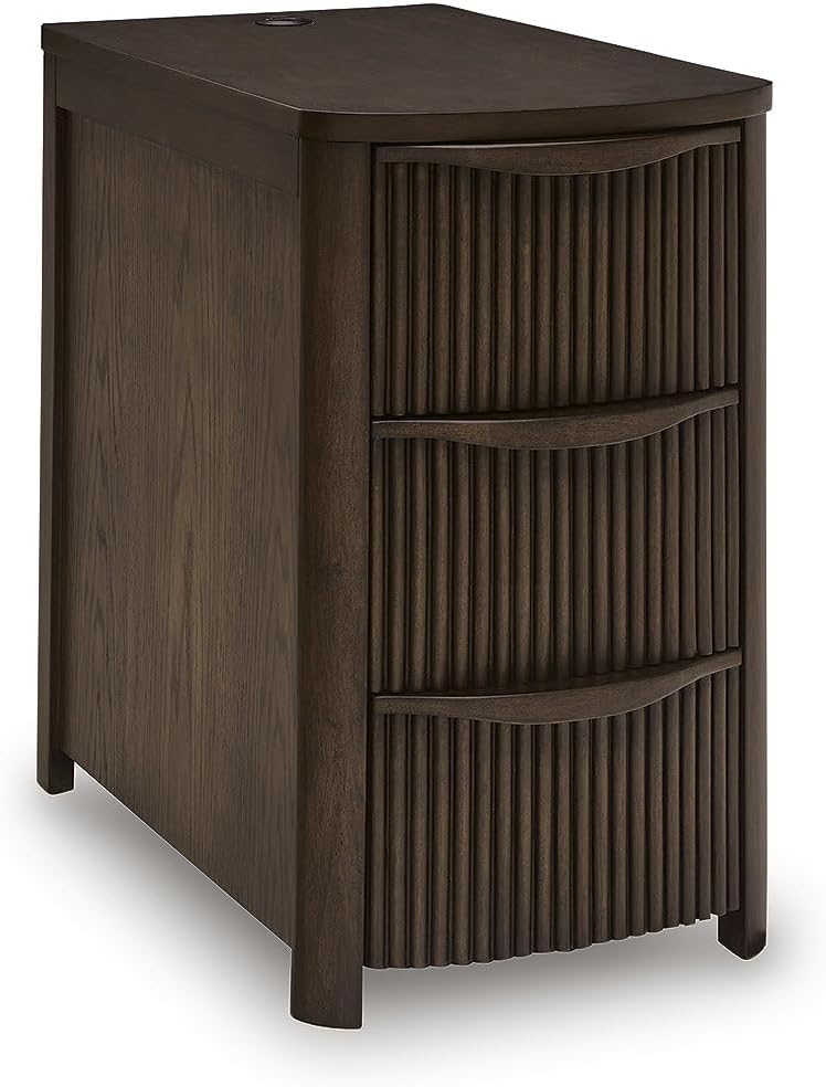 Signature Design by Ashley Camdill Chairside Contemporary End Table with USB Port and Charging Station, Dark Brown