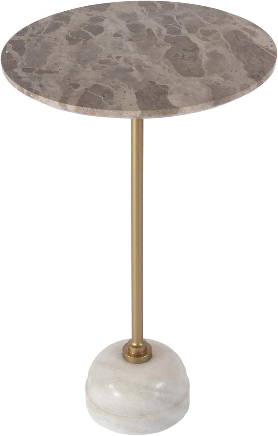 Butler Specialty Company Zion 16" Round Marble and Iron Side Table - Beige/White