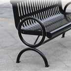 Park Benches Wrought Iron Park Chair Double Black Metal Outdoor Long Backrest Community Square Welded Seat with Outdoor Benches(120 x 61 x 83 cm)