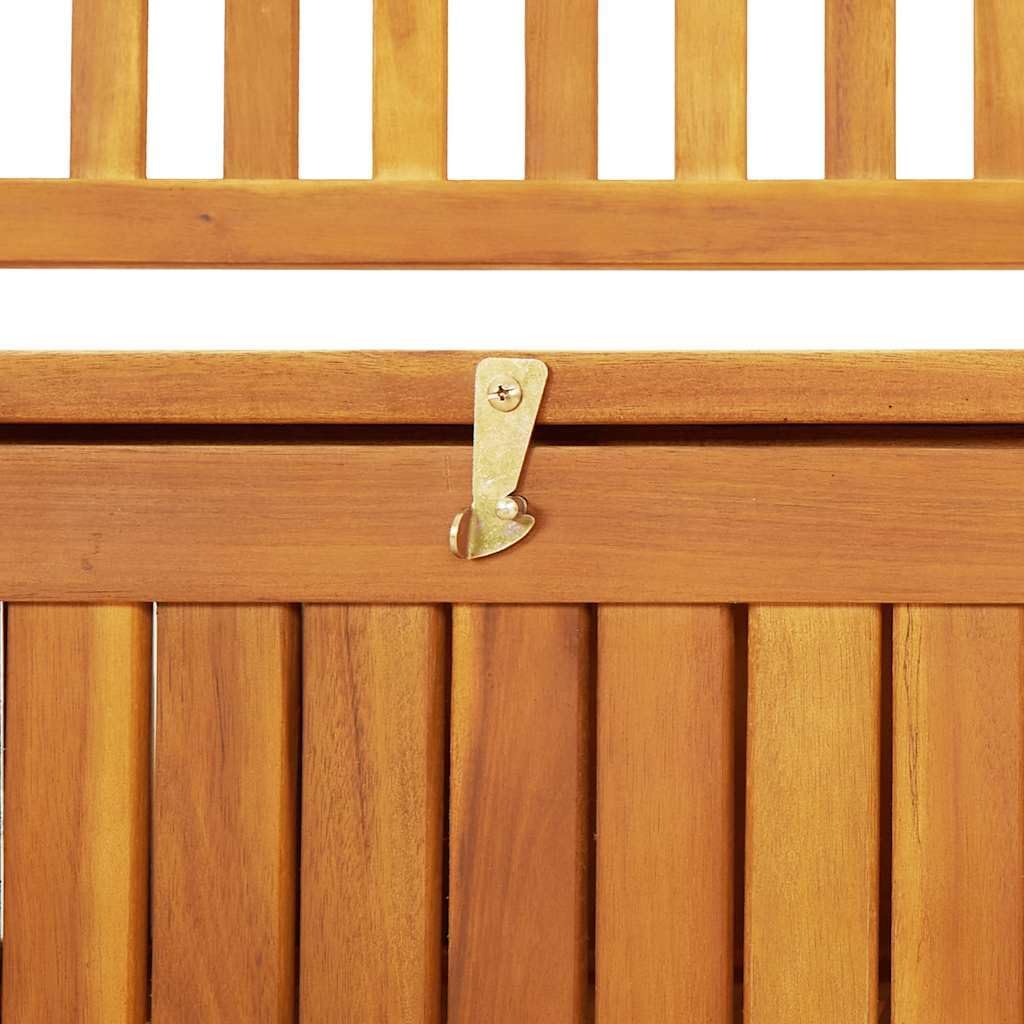 Solid Acacia Wood Patio Storage Bench with Large Storage Compartment, 47.2 Inch Garden Bench with Armrests and Backrest for Home and Garden