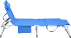 3 in 1 Heavy Duty Tanning Chair with Face Hole, Outside Portable Lay Flat Beach Lounge Chair, 5 Position Folding Chaise Lounge Chairs for Beach, Pool, Lawn, Patio, Blue