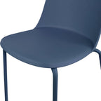 2xhome Set of 4 Modern Stackable Armless Dining Chairs | Plastic Shell Seat with Metal Legs | Indoor or Outdoor Use | Home Kitchen Patio, Blue