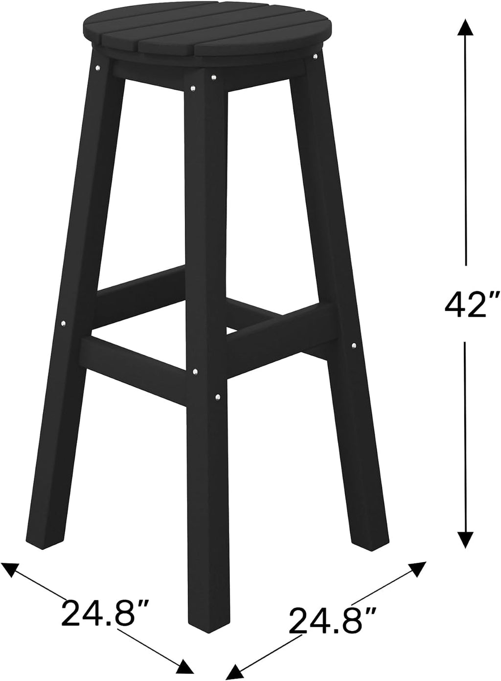 WestinTrends 29" HDPE Outdoor Patio Round Bar Stool, Black
