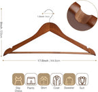 Wooden Hangers 30 Pack Solid Wood Hangers,Heavy Duty Coat Hangers for Closet, Wooden Clothes Hangers for Suits, Shirts, Pants, Jackets(Walnut)