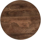 Pemberly Row Mango Wood Leather Wrap Accent End Table, Chestnut Finish, 16Wx16Dx24H, Rustic Grain Patterns, Genuine Leather Base, Round Tabletop, Elegant Modern or Rustic Living Room Furniture