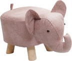Animal Footstool Elephant Bench, Portable Shoes Changing Cute Storage, Wood Ottoman Stool Sofa Tea Stool for Decor, Bedroom, Living Rooms Indoor, Pink