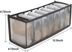 7-Compartment Underwear Storage Box with Breathable Nylon Mesh, Foldable Drawer Organizer for Socks, Lingerie, and Small Clothing Items