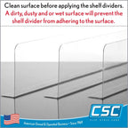 Clip Strip Corp. Shelf Dividers Pack of 50 for Retail Stores - Lightweight, Clear Adhesive Mount 1" H x 11-9/16" L, 15 mil Crystal Clear PVC, Retail Shelf Separator, Item SD-1512
