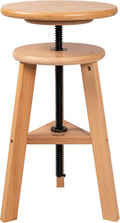 DJAR Wooden Drafting Stool Chair, Adjustable Beech Wood Artist Seat, Supports 180 Lbs, for Home, Studio, Kitchen, or Office, Natural