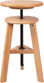 DJAR Wooden Drafting Stool Chair, Adjustable Beech Wood Artist Seat, Supports 180 Lbs, for Home, Studio, Kitchen, or Office, Natural