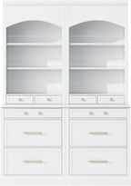 Modern 83.7inch High Kitchen Pantry, Freestanding Tall Kitchen Hutch with Faux Marble Top,Cupboard Cabinet with 5 Storage Drawers and Adjustable Shelf, Set of 2 (White-074)