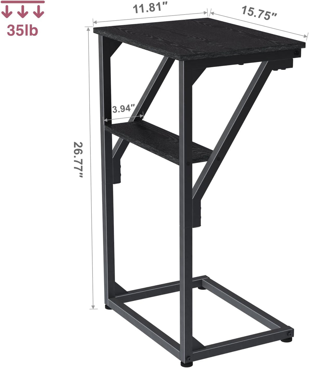 C-Shaped End Table, Small Couch Side Table, Sofa TV Tray Table for Living Room, Bedroom, Bedside ET-D-BKW1