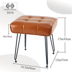 EBENCHICO PU Leather Vanity Stools, Vanity Stool Chairs for Makeup Faux Leather Foot Stools Ottoman with Metal Leg Make up Chairs for Vanity Small Bench Seat for Living Room Bedroom (Whiskey Brown)