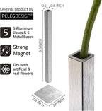 PELEG DESIGN Magnetic Bud Vase Set (Silver) - Unique Home Decor Gift & Modern Table Centerpiece - 5 Aluminum Single Stem Vases - 9.4" Tall Gravity Defying Decor