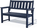 HDPE 2-Person Outdoor Bench, Poly Lumber All-Weather Patio Garden Bench with Backrest, 50 Inch Heavy-Duty Memorial Bench with 800 Lbs Capacity for Outside, Yard, Porch, Balcony and Park (Blue)