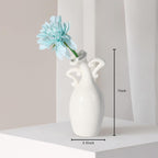 Vase with Attitude, White Ceramic Small Neck Vases, Novel and Lovely Unique Shape Vase, 7inch Modern Home Decoration Vases, Can Be Used As A Decoration for Dining Table Bookcase and Desk