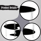 Acrylic Side Table 3 Tier Small End Table Furniture with 3 Storage Shelves NightStand Drink Desk for Couch Laundry Entryway, Black