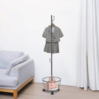 Coat Rack Freestanding with Storage Basket Black Hall Tree Entryway Organizer Coat Stand with Hooks for Hat Bag Scarf Shoe Bedroom Living Room Office