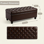 Chifee & Vingol 50" PU Ottoman with Storage Oversized End of Bed Storage Bench Upholstered Benches for Entryway, Living Room, Bedroom-Dark Brown