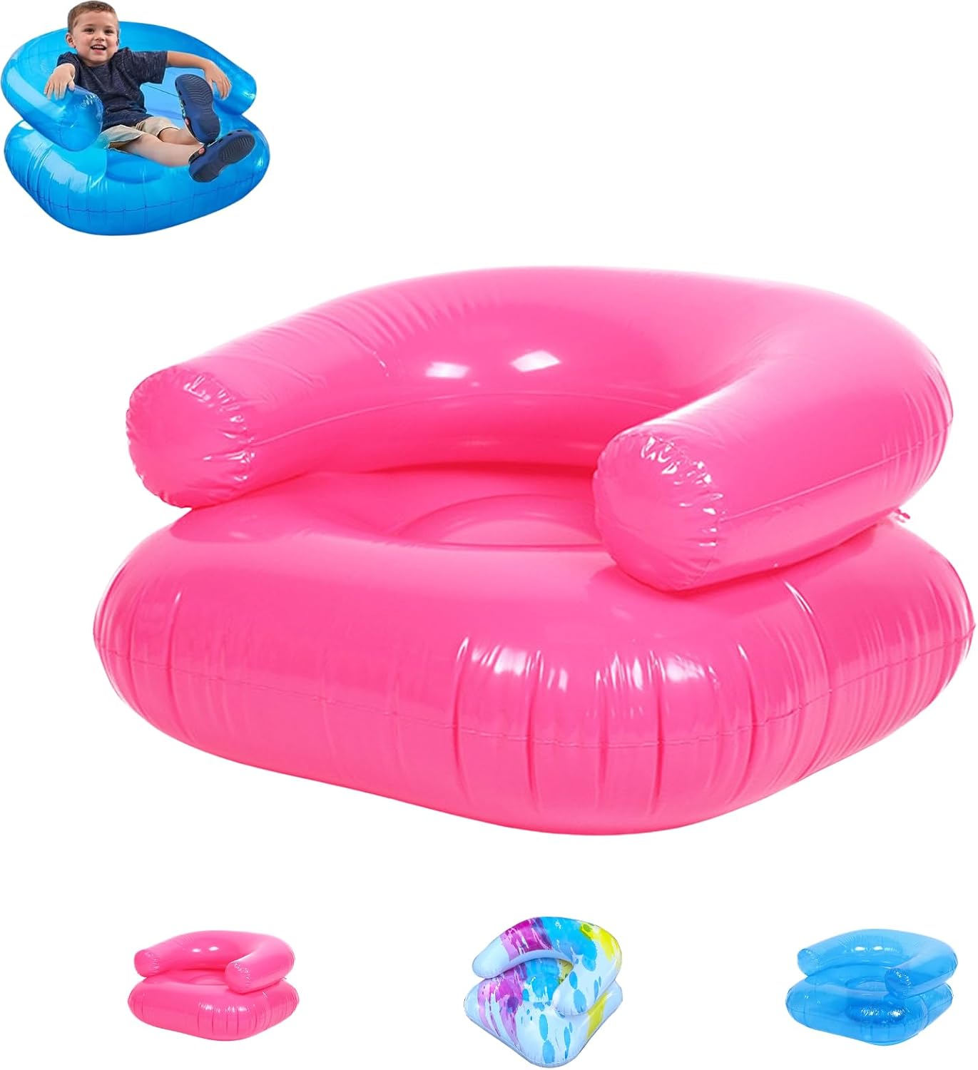 2026 New Inflatable Chair for Kids, Waterproof PVC Blow Up Chairs with 2 Vents, Portable Novelty Blow up Couch Seat for Beach 90s Party Camping, Picnics Party Supplies (1Pc_Pink)
