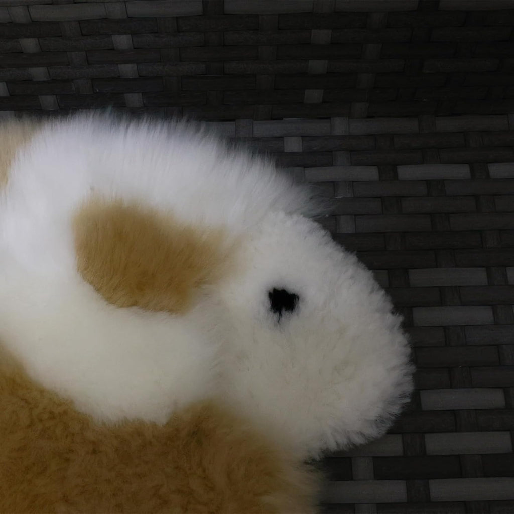 Genuine Sheepskin Chair Pad Anti Slip Design Cute Soft Comfortable for Living Room Sofa Bedroom Dressing Table Dining Table Fur Chair Cushion Car Fur Seat Cushion (1, Honey Brown, 18×14 Inch)