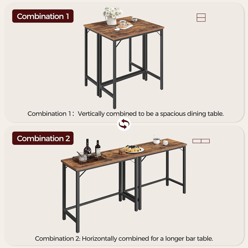 MAHANCRIS Narrow Bar Table, 63-Inch Pub Table for Dining Room, Counter Bar Tables with Sturdy Metal Frame, Connectable Bar Table, Multifunctional Console Table, Rustic Brown BTHR1601