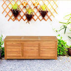 47 Gal Acacia Wood Multi-Purpose Storage Bench, 355lb Capacity, Seats 2 People for Patio