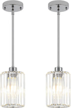 2 Pack Crystal Pendant Lights Kitchen Island Chrome Kitchen Pendant Lighting Over Island Modern Dining Room Light Fixtures Hallway Lights Adjustable Hanging Pendant Light for Bathroom Entryway Bedroom