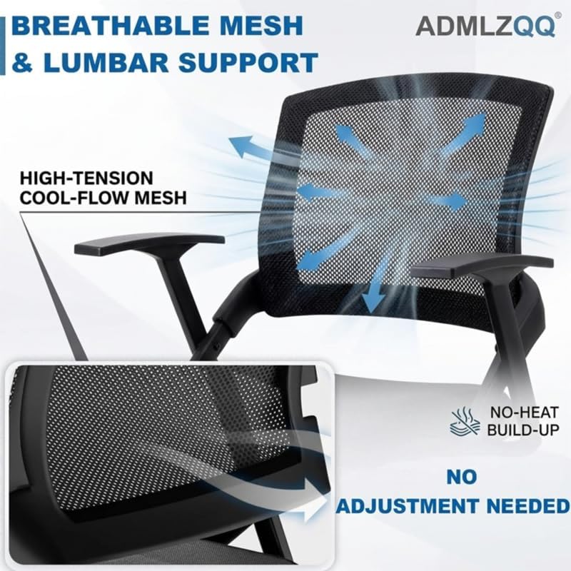 ADMLZQQ [12 Pack ] Folding Office Chair with Mesh Back, Heavy Duty Conference Room Chairs with Armres, Comfy Foldable Chair with Padded Cushion for Guest & Reception,Meeting,Classroom Training Chairs