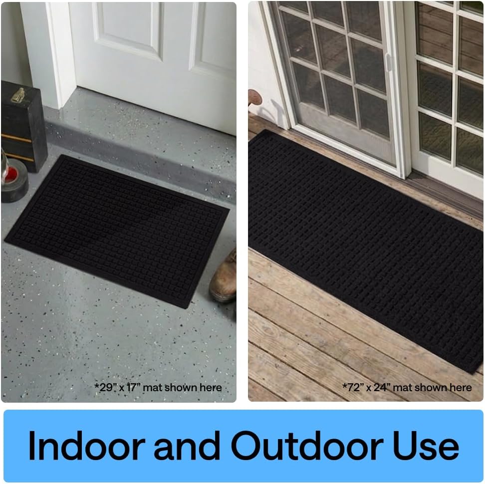 GORILLA GRIP® Ultra Absorbent Front Door Mat Outside Entrance, Traps Dirt and Moisture, HydroABSORB Indoor Outdoor Doormat Holds Up to 1.7 Cups Water, Stain and Fade Resistant Welcome Mat, 29x17 Black