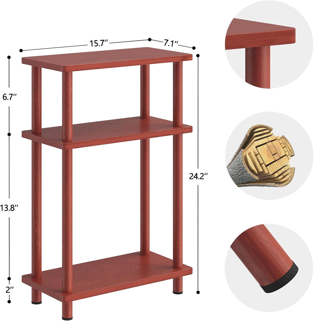 Apicizon 3 Tier End Table, Narrow Side Table with Storage Shelf, Bedroom, Living Room, Entryway, Farmhouse, Dark Brown
