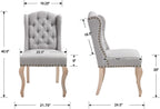 Dining Chairs Set of 2 with Solid Wood Legs, Linen Farmhouse Accent Chairs Side Host Kitchen Chair with Tufted Back for Dining Room/Living Room/Bedroom, Light Grey
