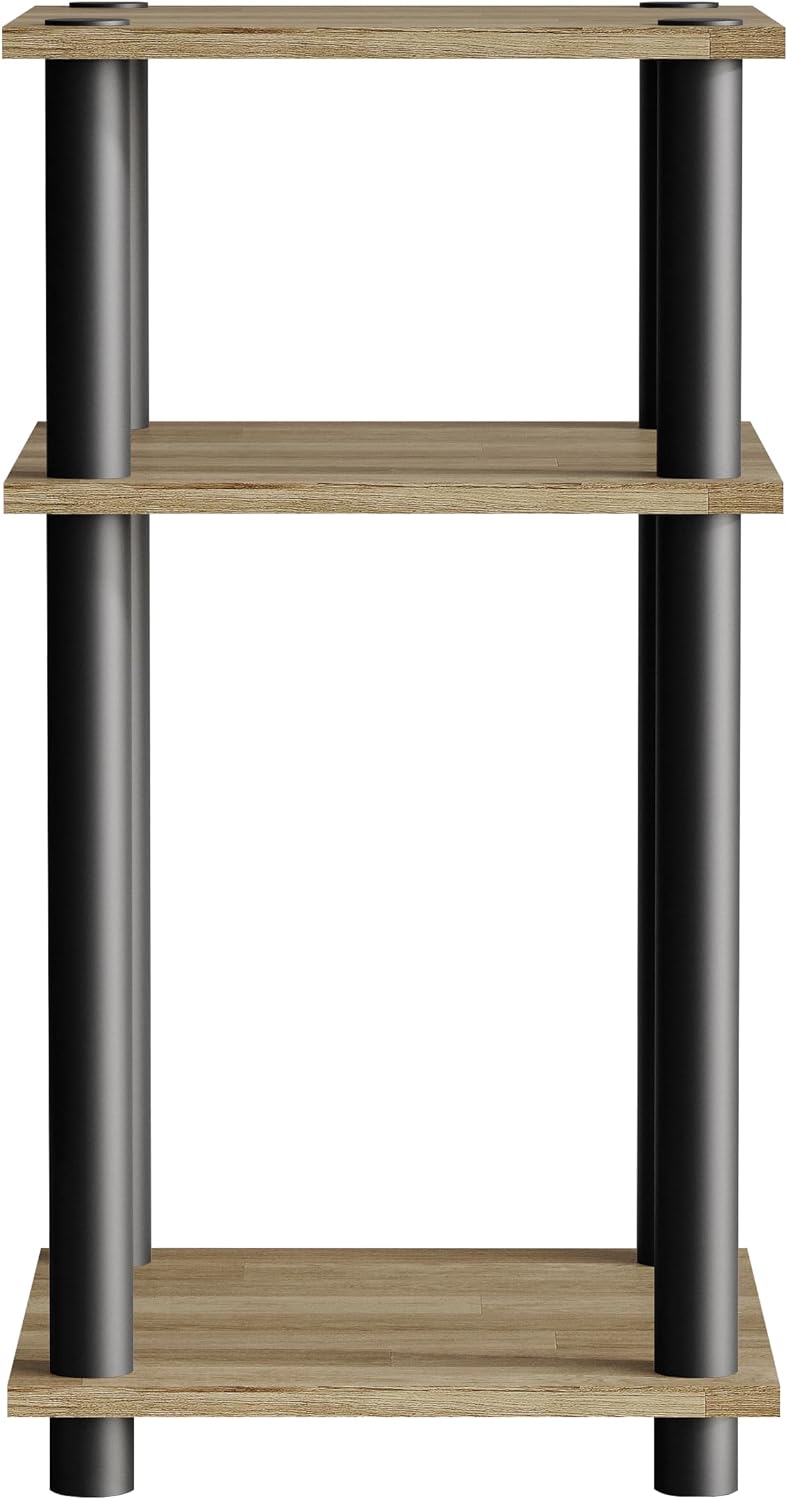 3-Tier End Table with Open Shelves, Natural Oak