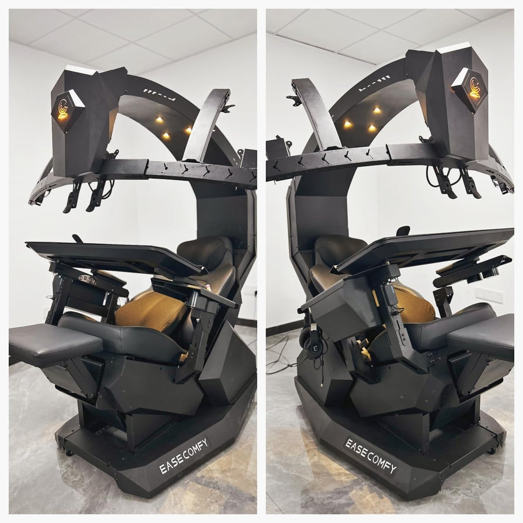 Imperatorworks EASECOMFY T2 Throne Computer Cockpit for 3 Monitors, Zero Gravity Chair Workstation,can Extend for 5 Monitors Support ultrawide 1 * 49" Option with Massage Function
